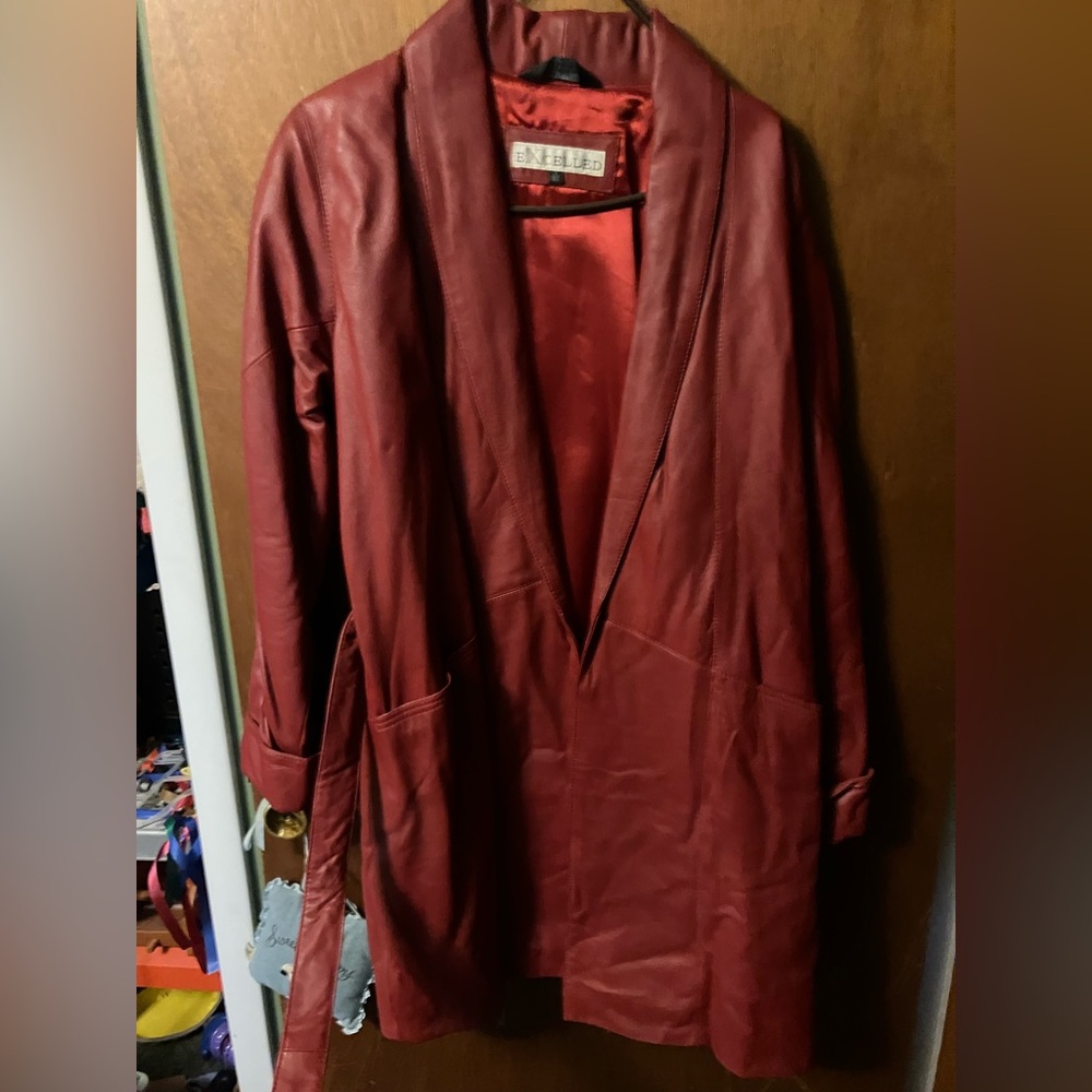 Vintage Women’s Long Red Leather Coat